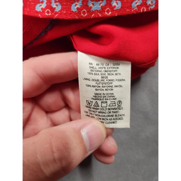 Anthropologie Vanessa Virginia Dress Size 0 Red Boho 100% Silk Isabelle Floral - Picture 11 of 12